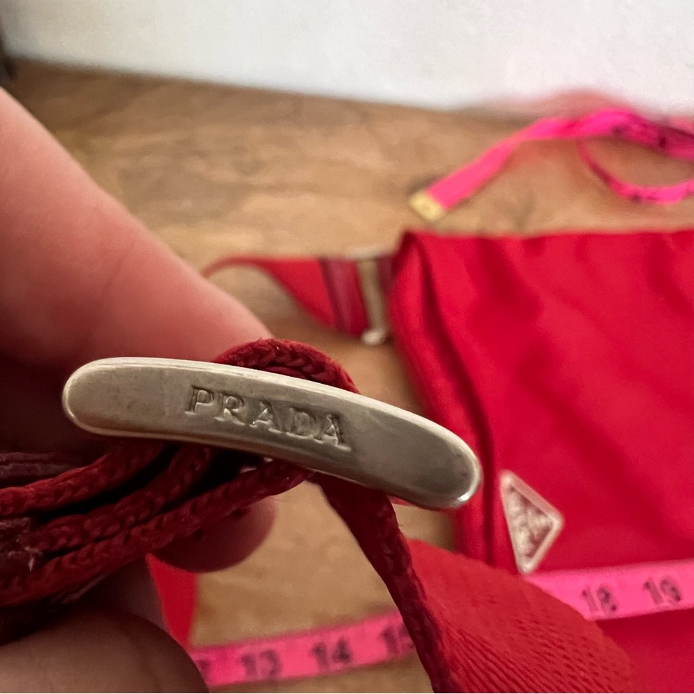 PRADA Tessuto Nylon Shoulder Bag Red Triangle Logo Plate Crossbody - Picture 13 of 16